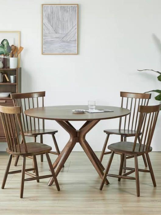 KENDALL Solid Wood Wishbone Round Dining Table