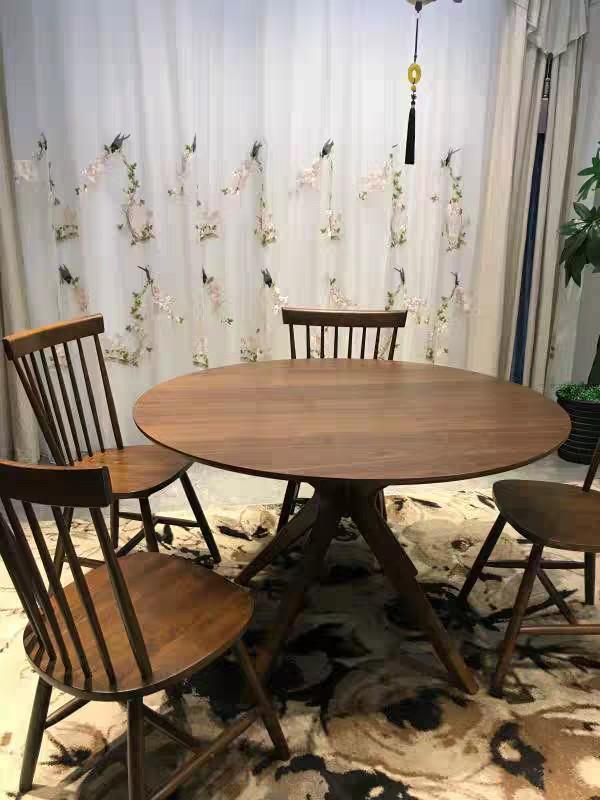 KENDALL Solid Wood Wishbone Round Dining Table