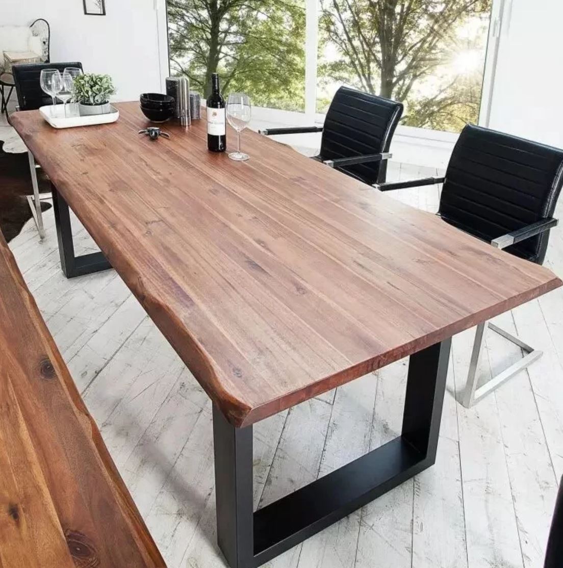 WAREHOUSE SALE AUBREY Modern Industrial Solid Wood Dining Table ( 4 Color Selection ) Special Price 499 - 799