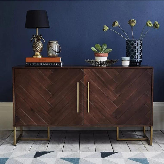 PAUL Herringbone Acacia Solid Wood Sideboard Cabinet