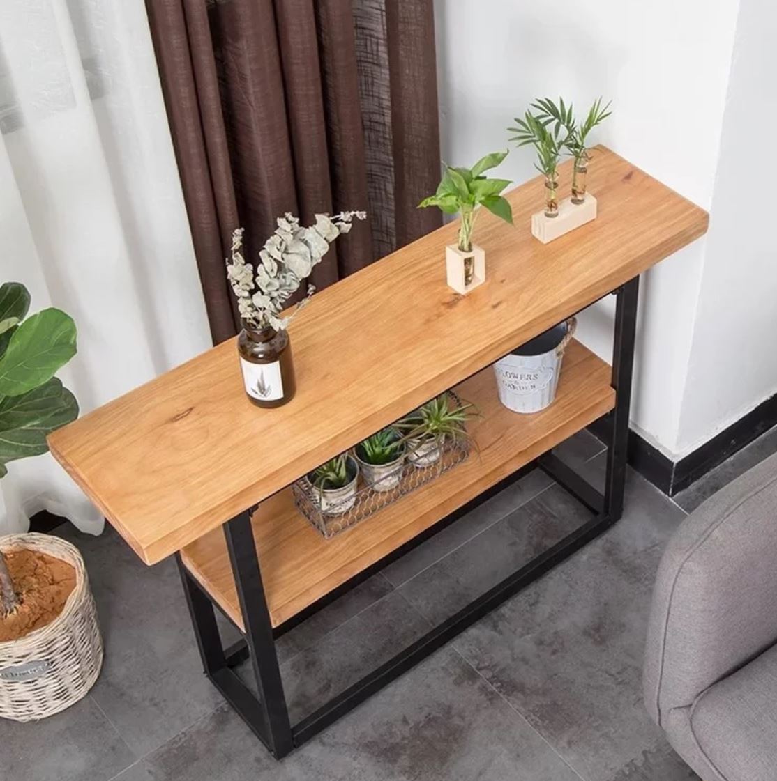 ADALINE Solid Wood Rustic Wooden Display Console Table