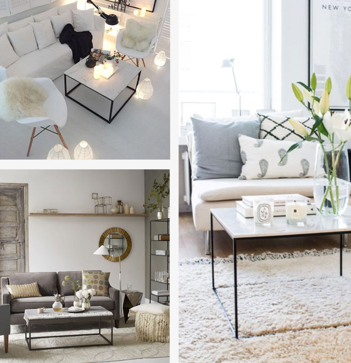 LOTTE Minimalist Wire Frame Modern Marble Coffee Table