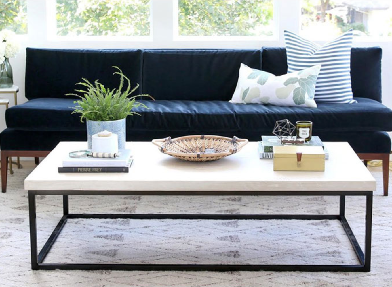 LOTTE Minimalist Wire Frame Modern Marble Coffee Table