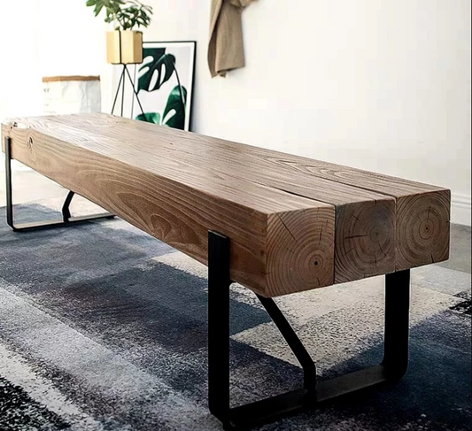 VIOLET Modern Industrial Solid Wood Bench / Display Shelf