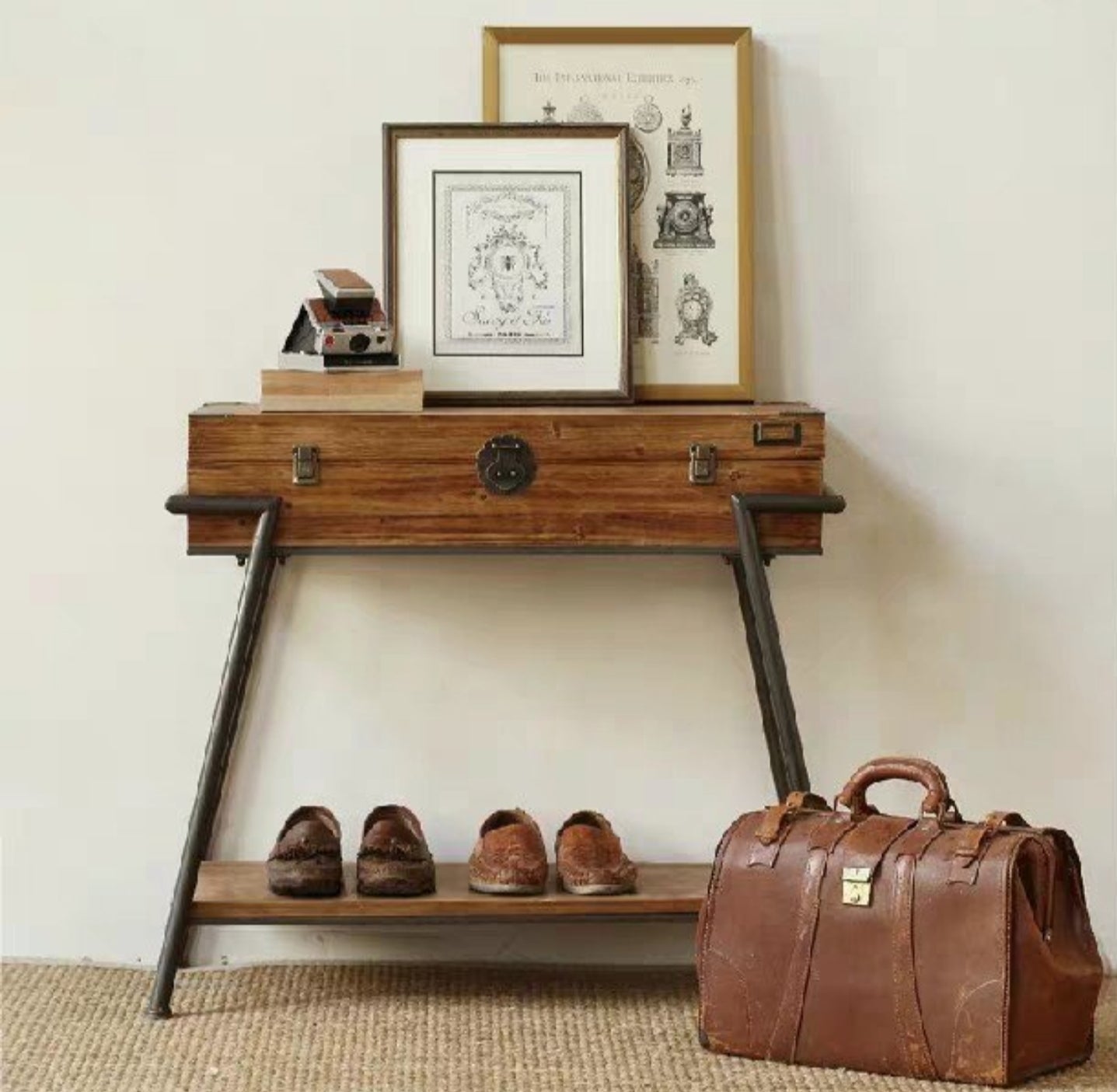 AMY Rustic Reclaimed Wood Hallway Console Sofa Table