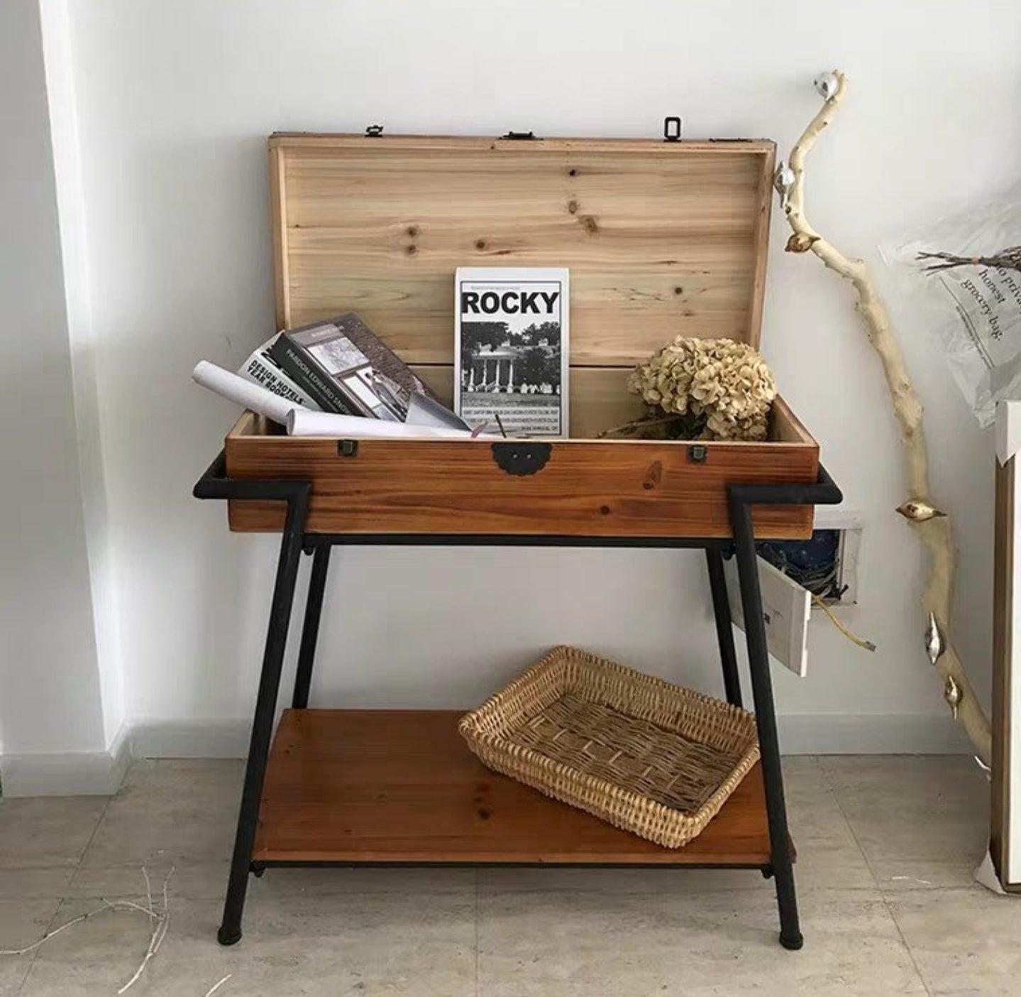 AMY Rustic Reclaimed Wood Hallway Console Sofa Table