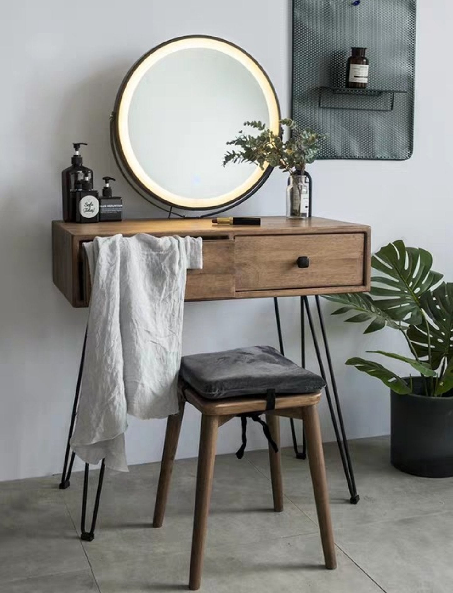 CHARLOTTE Vintage Scandi Solid Wood Vanity Table Set