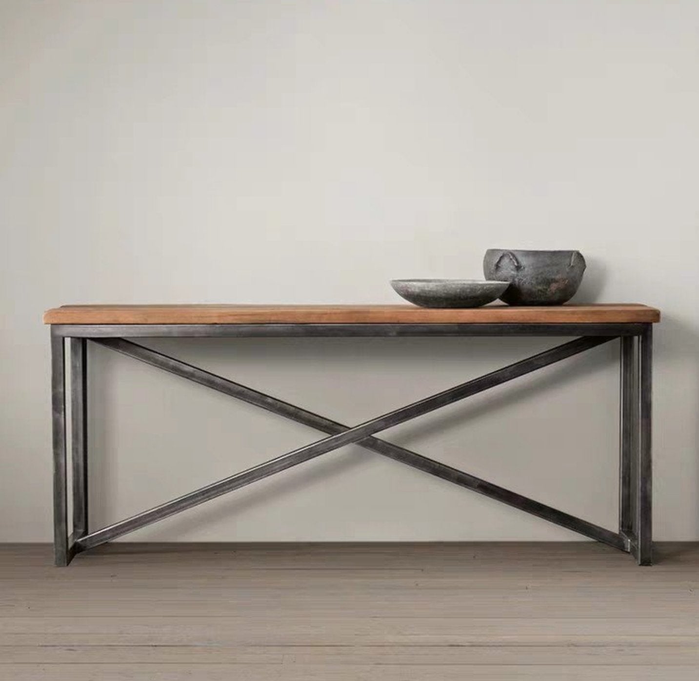 SIENNA Modern Industrial Solid Wood Table
