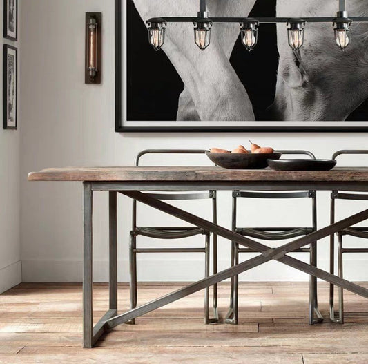 SIENNA Modern Industrial Solid Wood Table