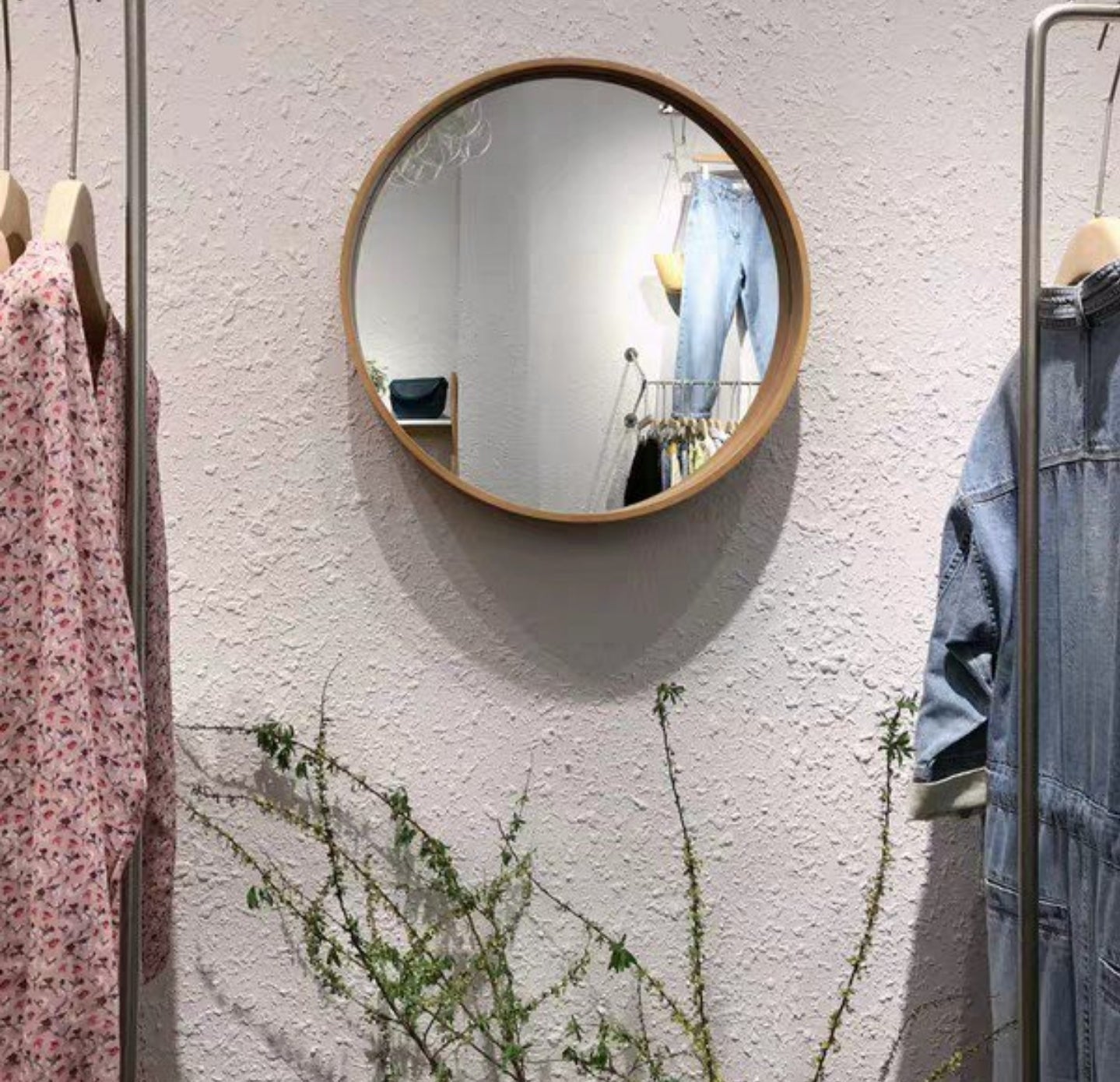 VIOLET Mirror Solid Wood Round Wall Mount Mirror