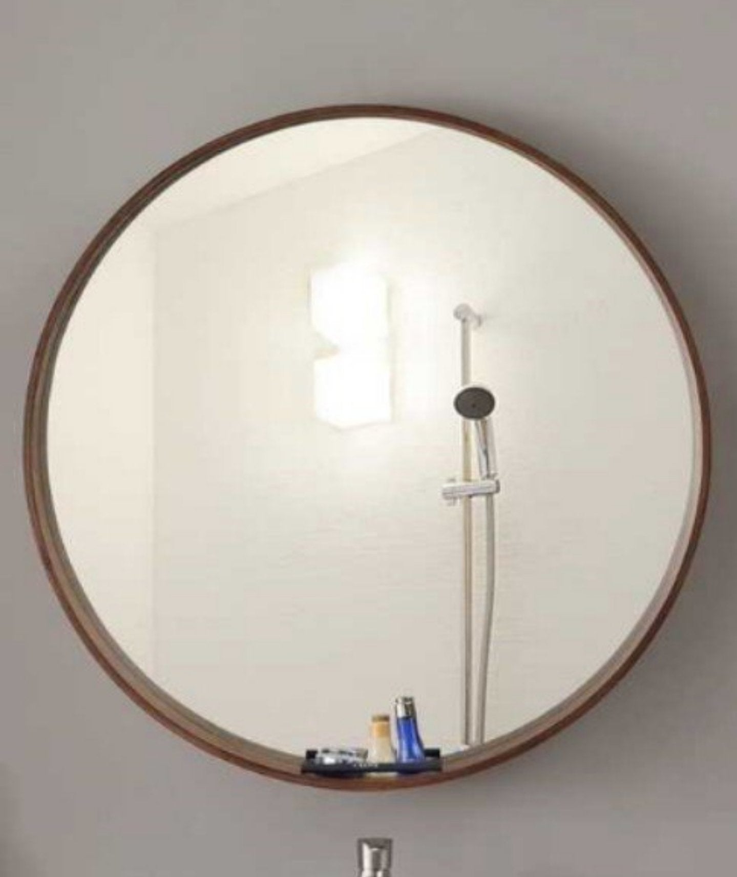 MARIAH Solid Wood Round Wall Mirror