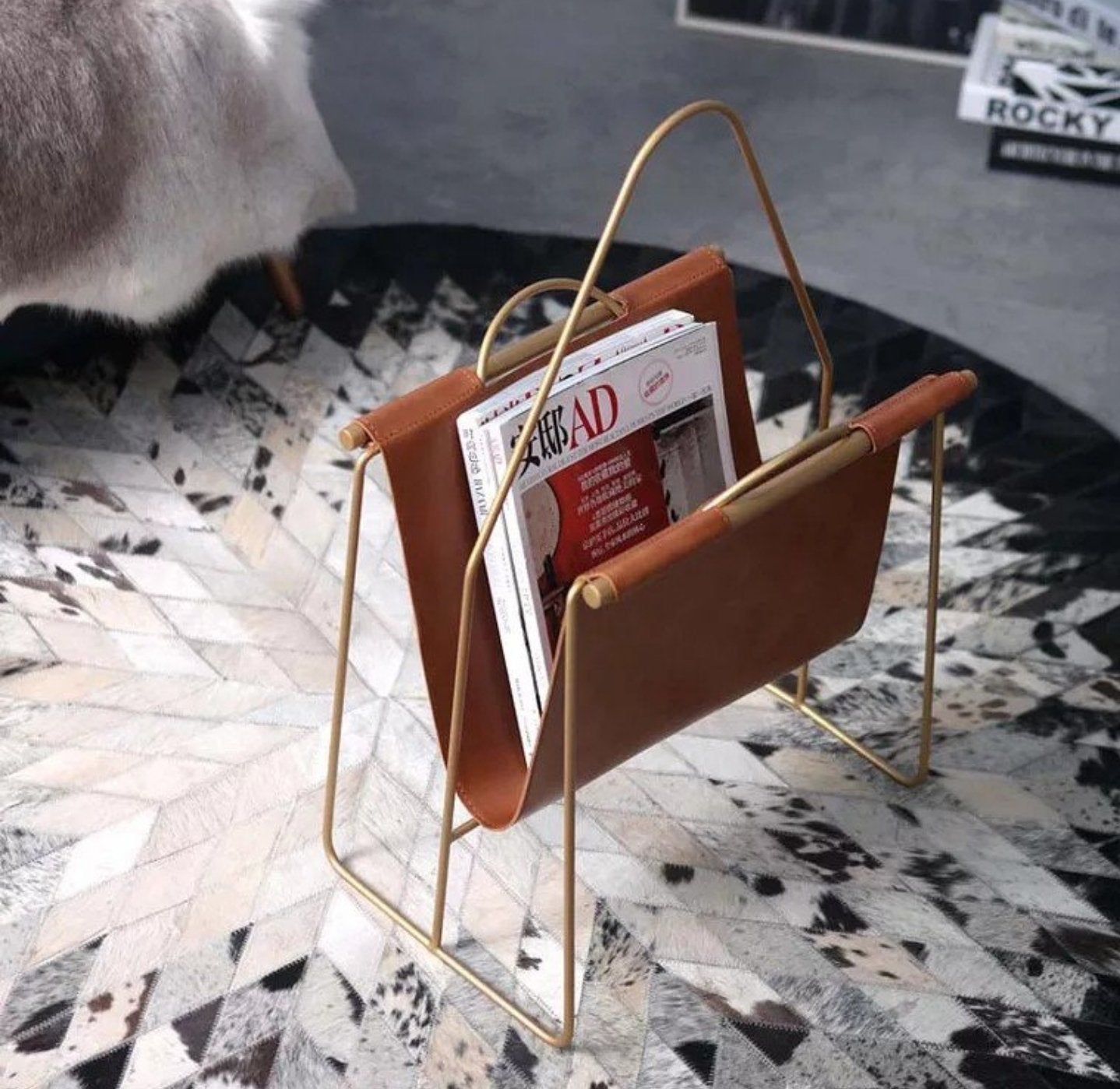 KAYLA Faux Leather Magazine Rack