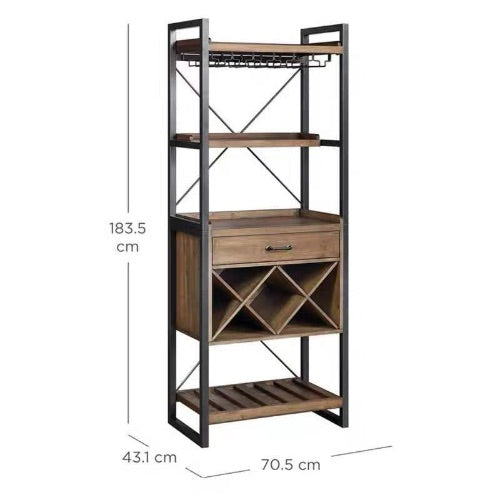 ROGER Industrial-Style Display Wine Rack Cabinet