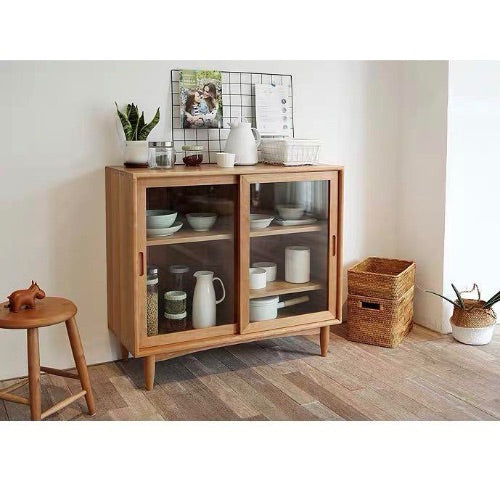 ROLAND Wooden Display Cabinet Glass Sliding