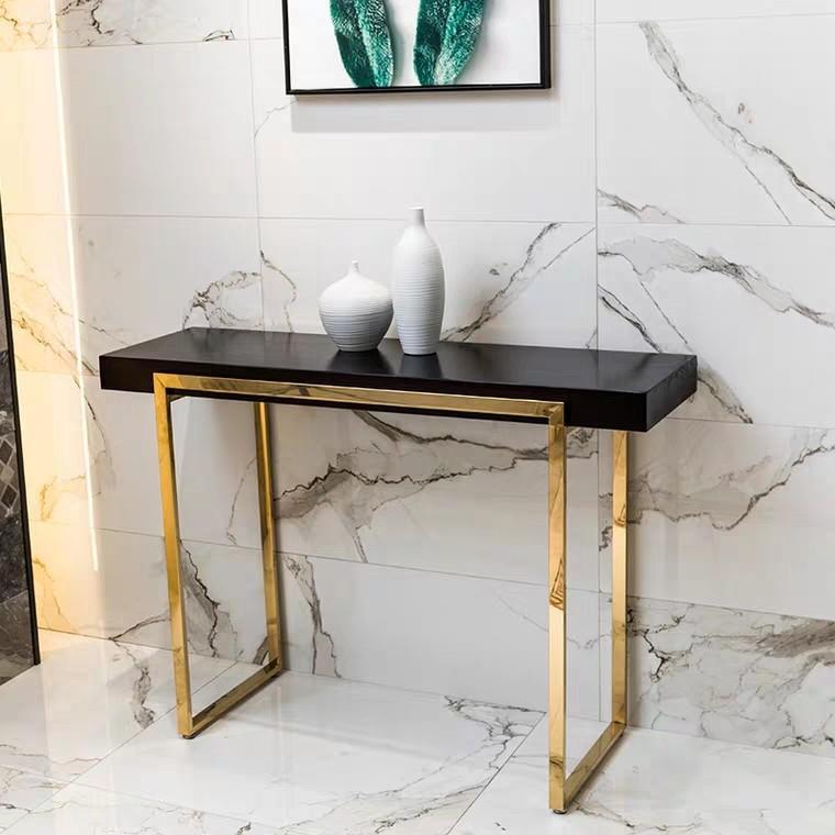 KYLIE Modern Classic Chrome Gold Hallway Console Table