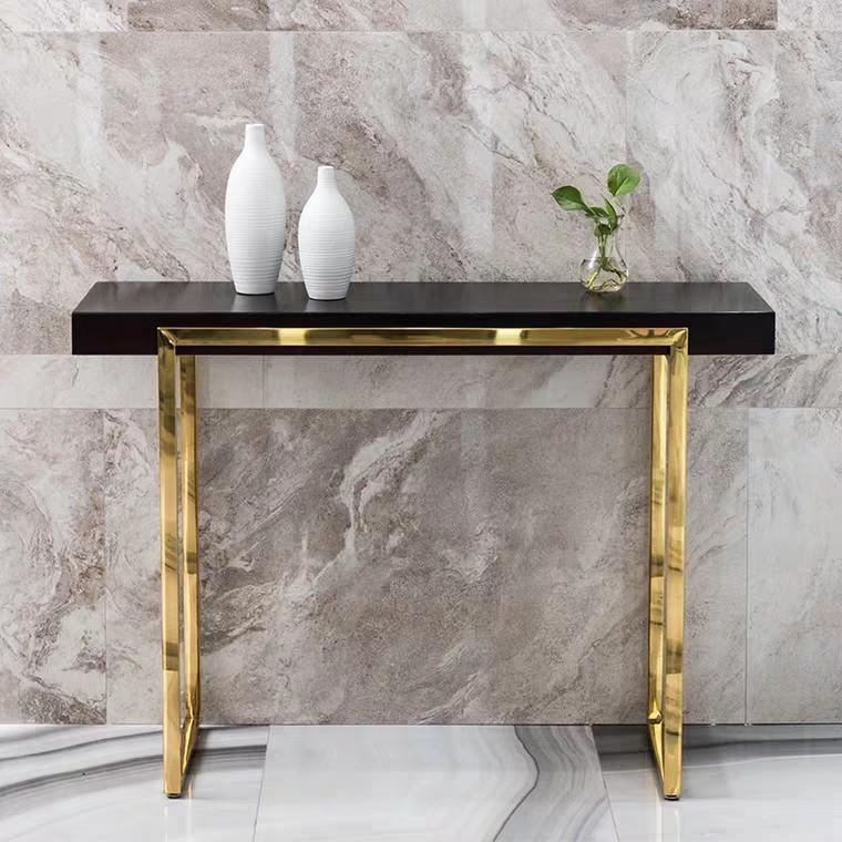 KYLIE Modern Classic Chrome Gold Hallway Console Table