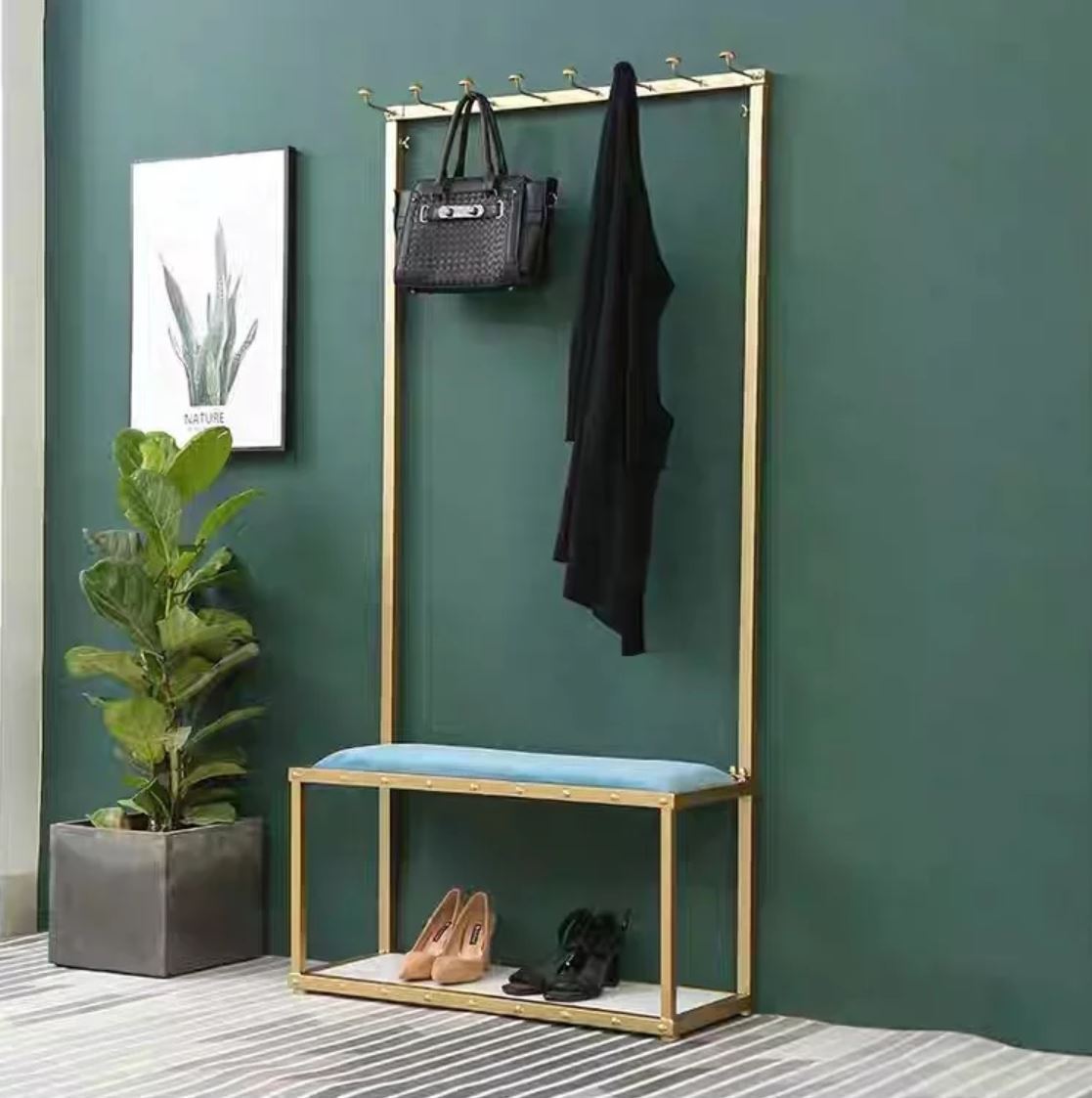 KIMBERLY Hallway Entry Ottoman Shelf / Wardrobe Stand