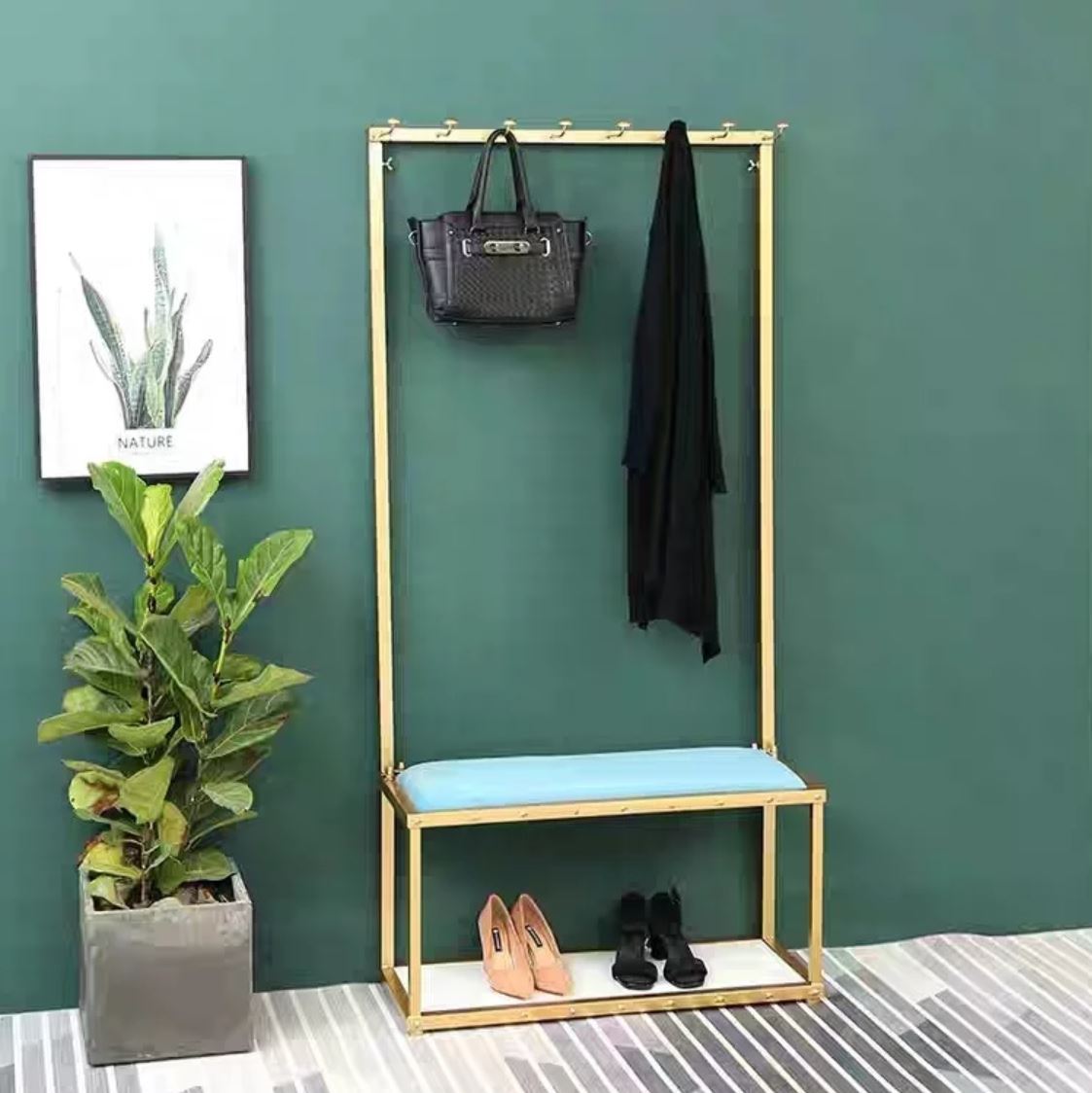 KIMBERLY Hallway Entry Ottoman Shelf / Wardrobe Stand