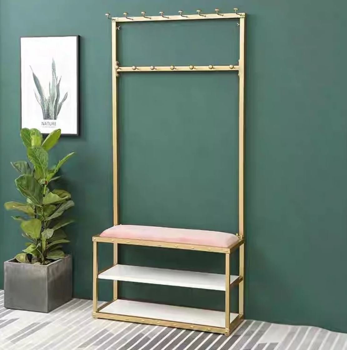 KIMBERLY Hallway Entry Ottoman Shelf / Wardrobe Stand