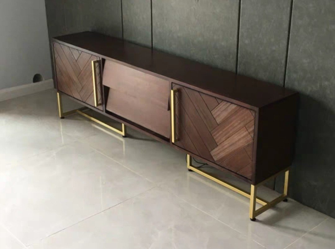 ZOE Herringbone Acacia Wood TV Console