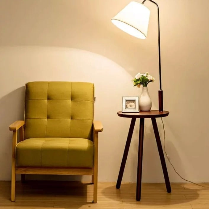 KAYLA Solid Wood Standing Lamp Side Table Bedside Night Stand