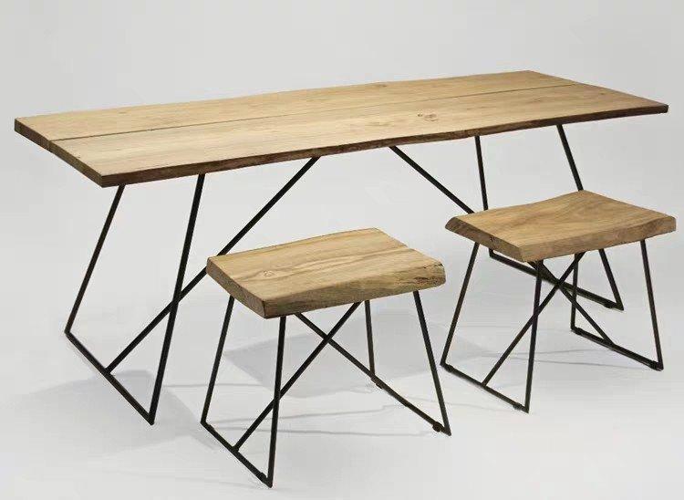 ANA Modern Industrial Ultra Slim Solid Wood Dining Table, Writing Desk