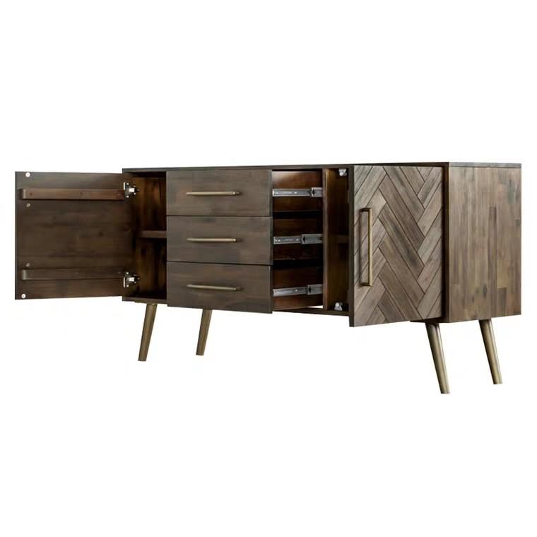 PEYTON Acacia Wood Herringbone Sideboard