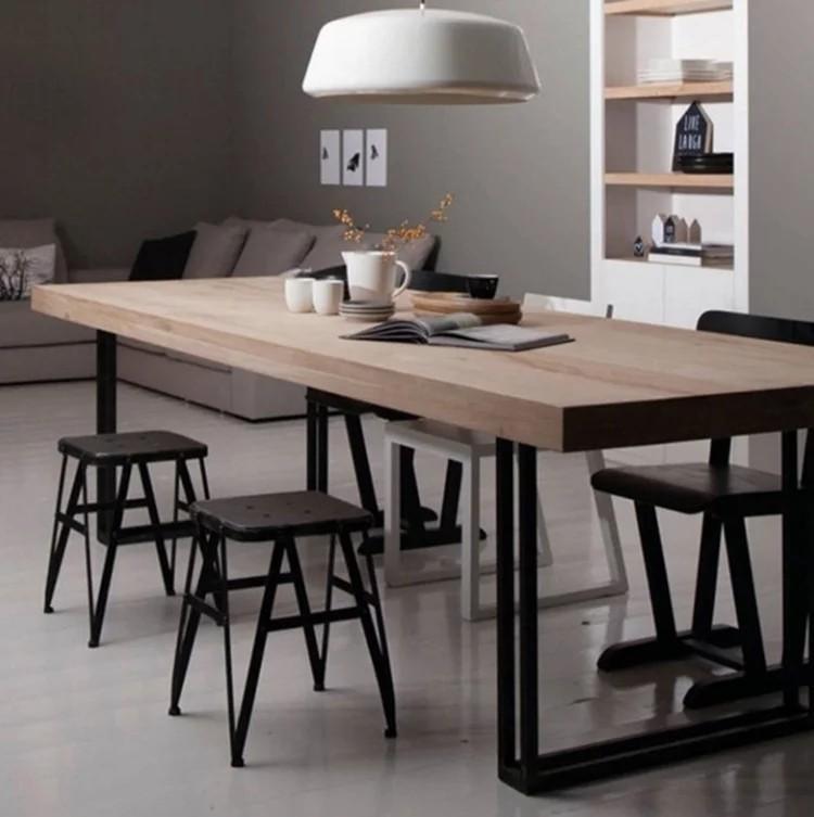 LILA Modern Industrial Solid Wood Dining Table