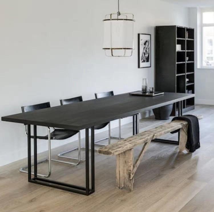 LILA Modern Industrial Solid Wood Dining Table