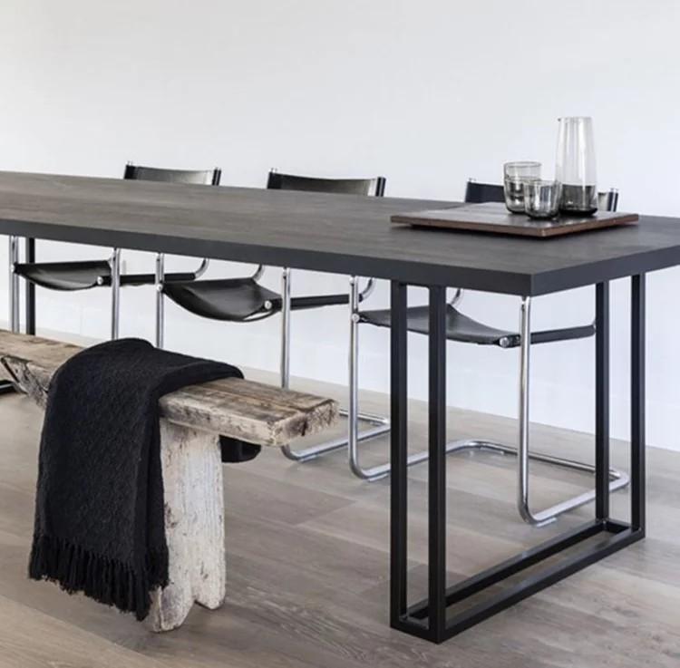 LILA Modern Industrial Solid Wood Dining Table