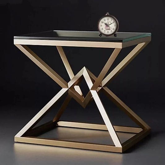 PRESLEY Luxury Golden Pyramids Bedside Table Night Stand Lamp Table