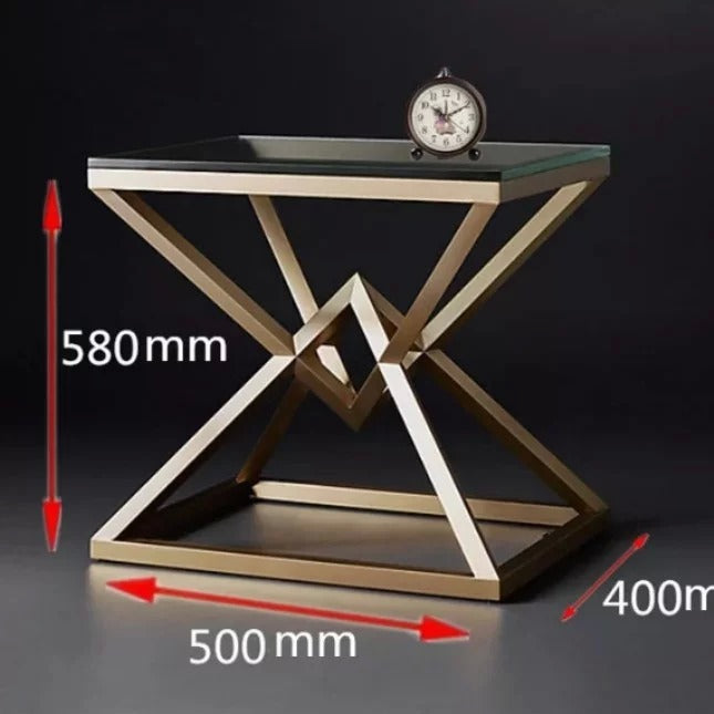 PRESLEY Luxury Golden Pyramids Bedside Table Night Stand Lamp Table