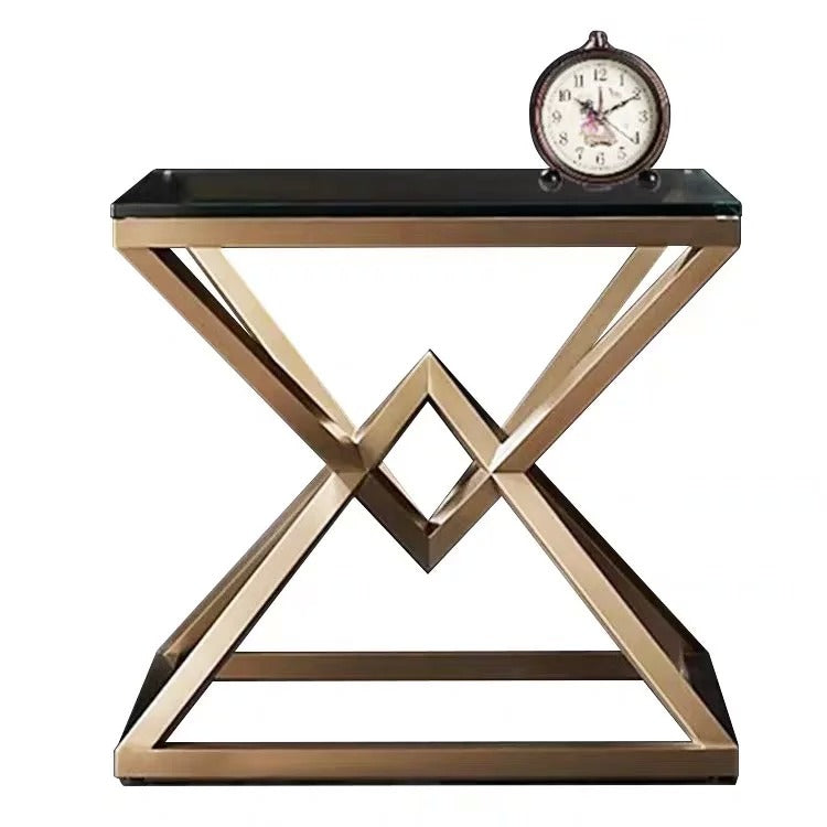 PRESLEY Luxury Golden Pyramids Bedside Table Night Stand Lamp Table