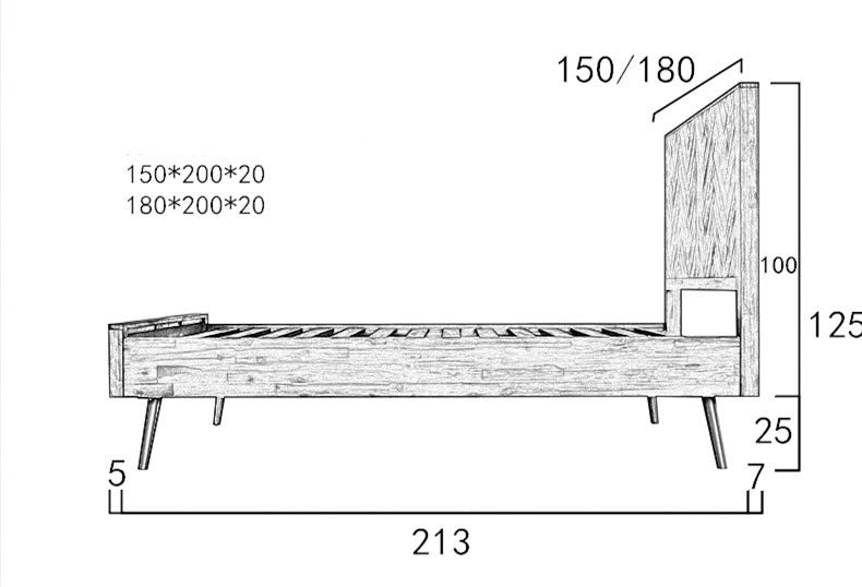 CORA Acacia Wood Herringbone Bedframe Design