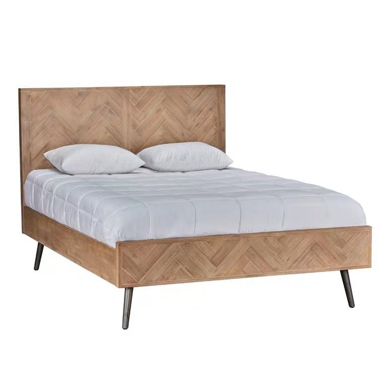 CORA Acacia Wood Herringbone Bedframe Design