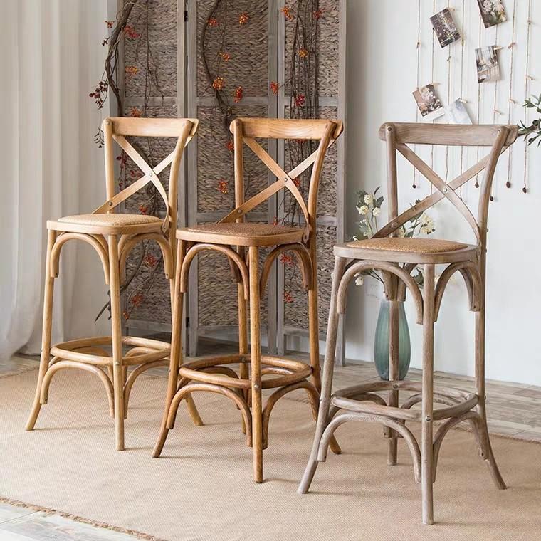 GEORGIA Rustic Solid Wood Bar Stool