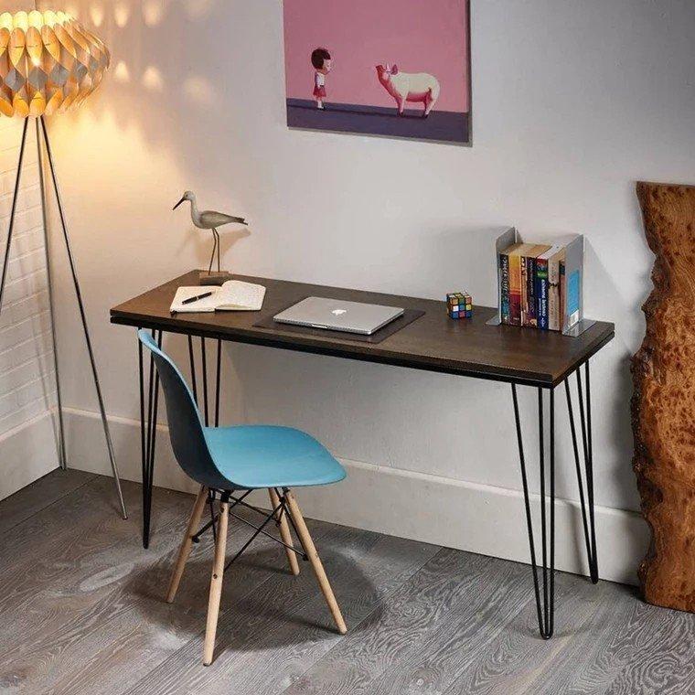 ISLA Modern Industrial Solid Wood Slim Study Table