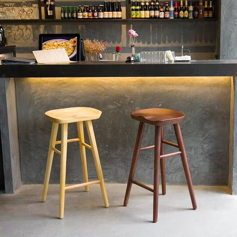 AMIRA Rustic Solid Wood Bar Stool