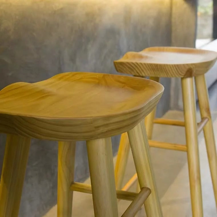 AMIRA Rustic Solid Wood Bar Stool