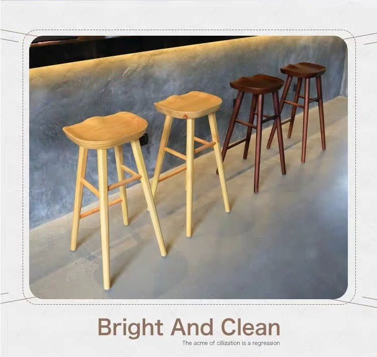 AMIRA Rustic Solid Wood Bar Stool