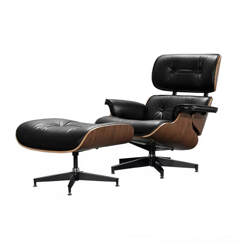 Nathalie Leather Chaise Lounge Chair with Ottoman
