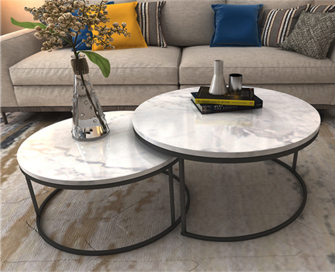 CAROLINE Marble Round Coffee Table